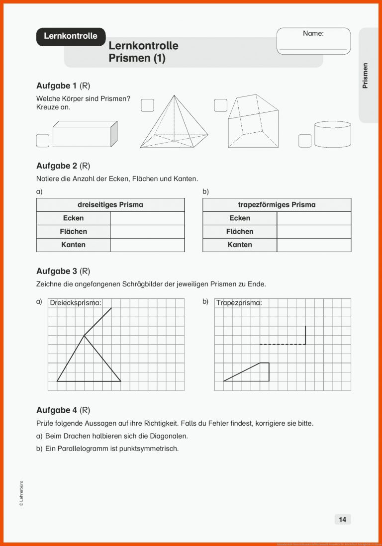 Sekundarstufe Unterrichtsmaterial Mathematik Geometrie für arbeitsblatt schrägbilder 5. klasse