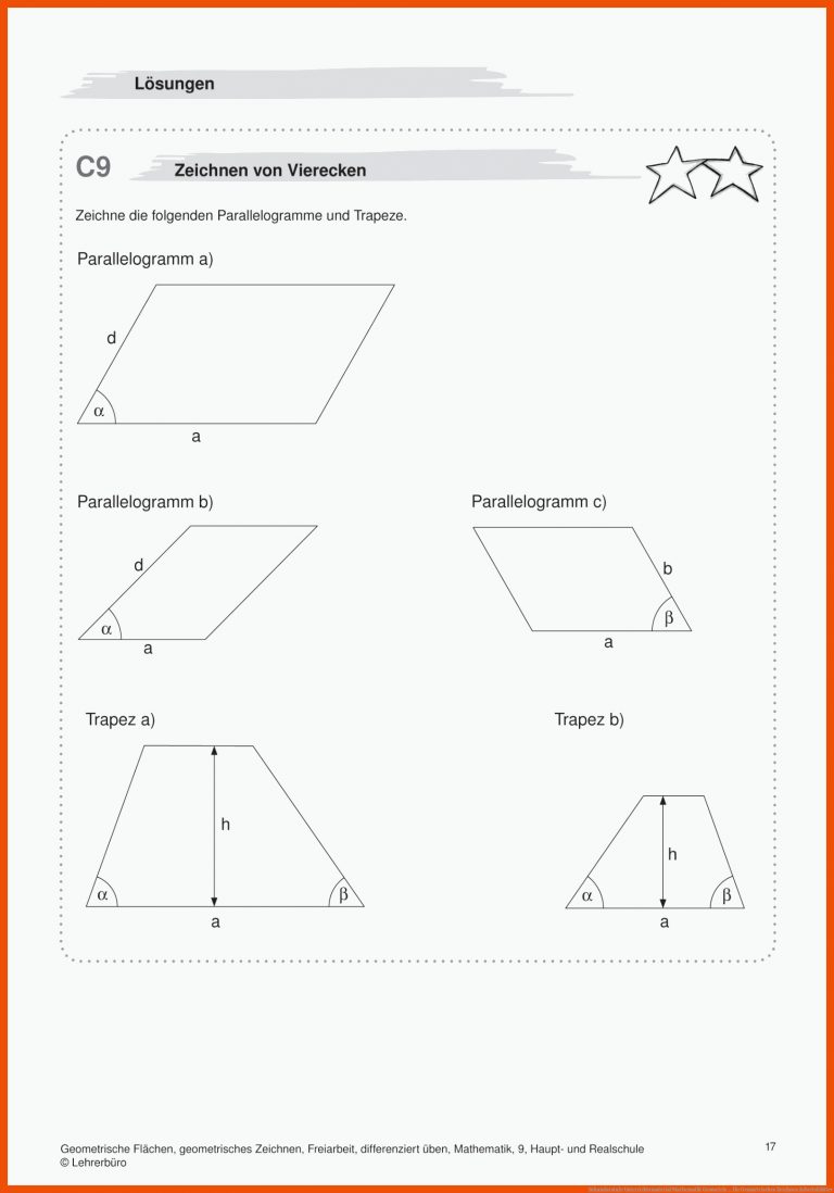 Sekundarstufe Unterrichtsmaterial Mathematik Geometrie ... für geometrisches zeichnen arbeitsblätter