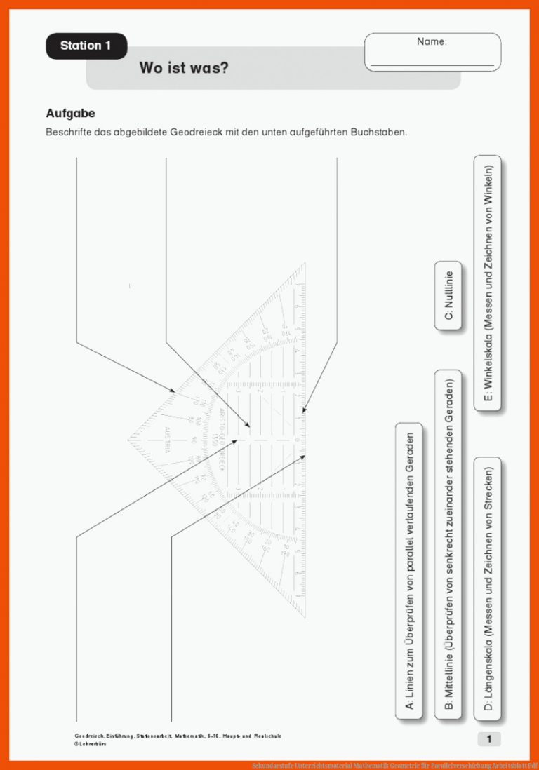 Sekundarstufe Unterrichtsmaterial Mathematik Geometrie für parallelverschiebung arbeitsblatt pdf