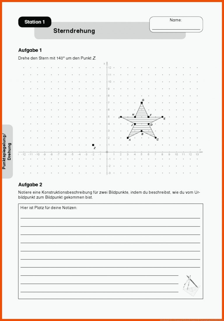 Sekundarstufe Unterrichtsmaterial Mathematik Geometrie für punktspiegelung arbeitsblatt klasse 6