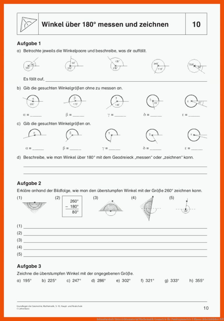 Sekundarstufe Unterrichtsmaterial Mathematik Geometrie für punktsymmetrie 5 klasse arbeitsblätter pdf