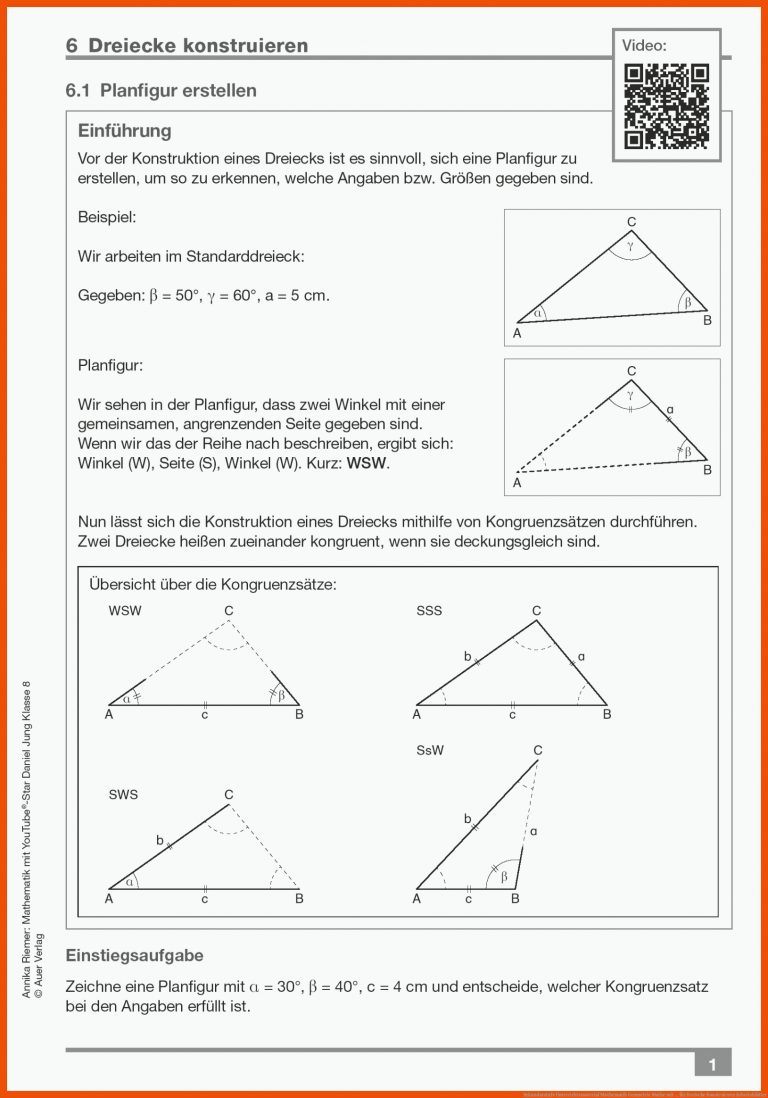 Sekundarstufe Unterrichtsmaterial Mathematik Geometrie Mathe mit ... für dreiecke konstruieren arbeitsblätter