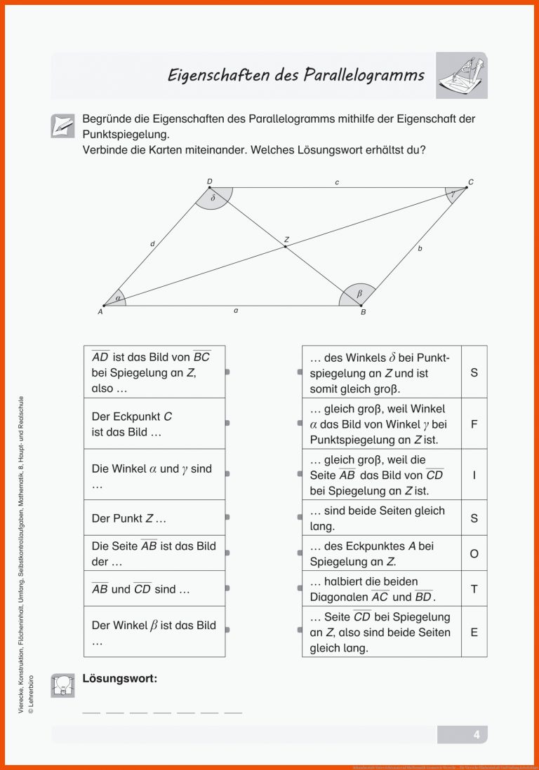 Sekundarstufe Unterrichtsmaterial Mathematik Geometrie Vierecke ... für vierecke flächeninhalt und umfang arbeitsblatt