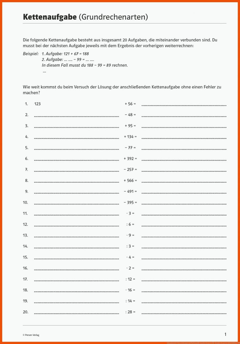 Sekundarstufe Unterrichtsmaterial Mathematik Grundrechenarten für grundrechenarten arbeitsblätter pdf