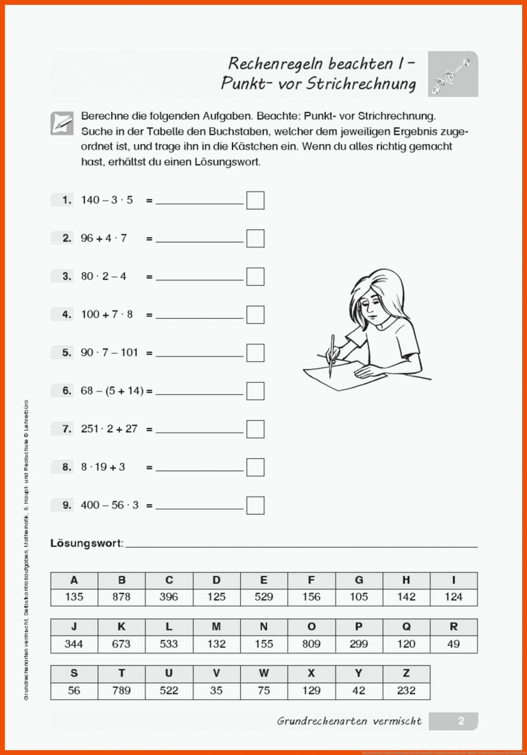 Sekundarstufe Unterrichtsmaterial Mathematik Grundrechenarten für mathe grundrechenarten arbeitsblätter