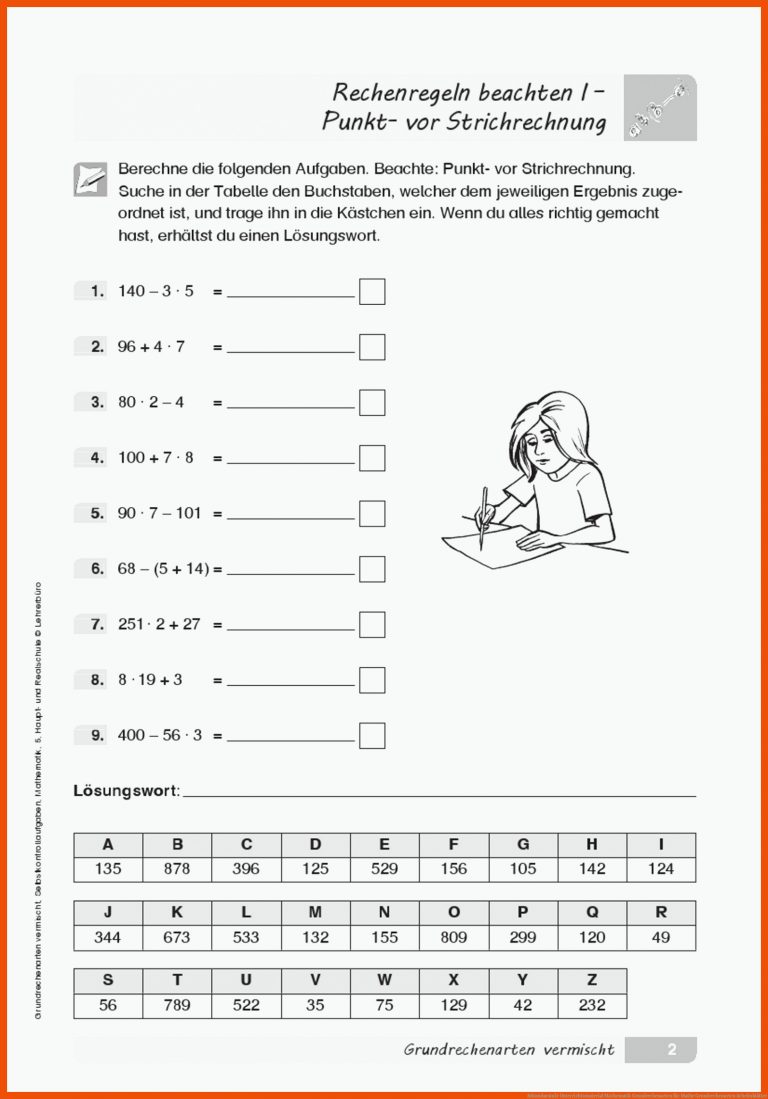 Sekundarstufe Unterrichtsmaterial Mathematik Grundrechenarten Fuer Mathe Grundrechenarten Arbeitsblätter