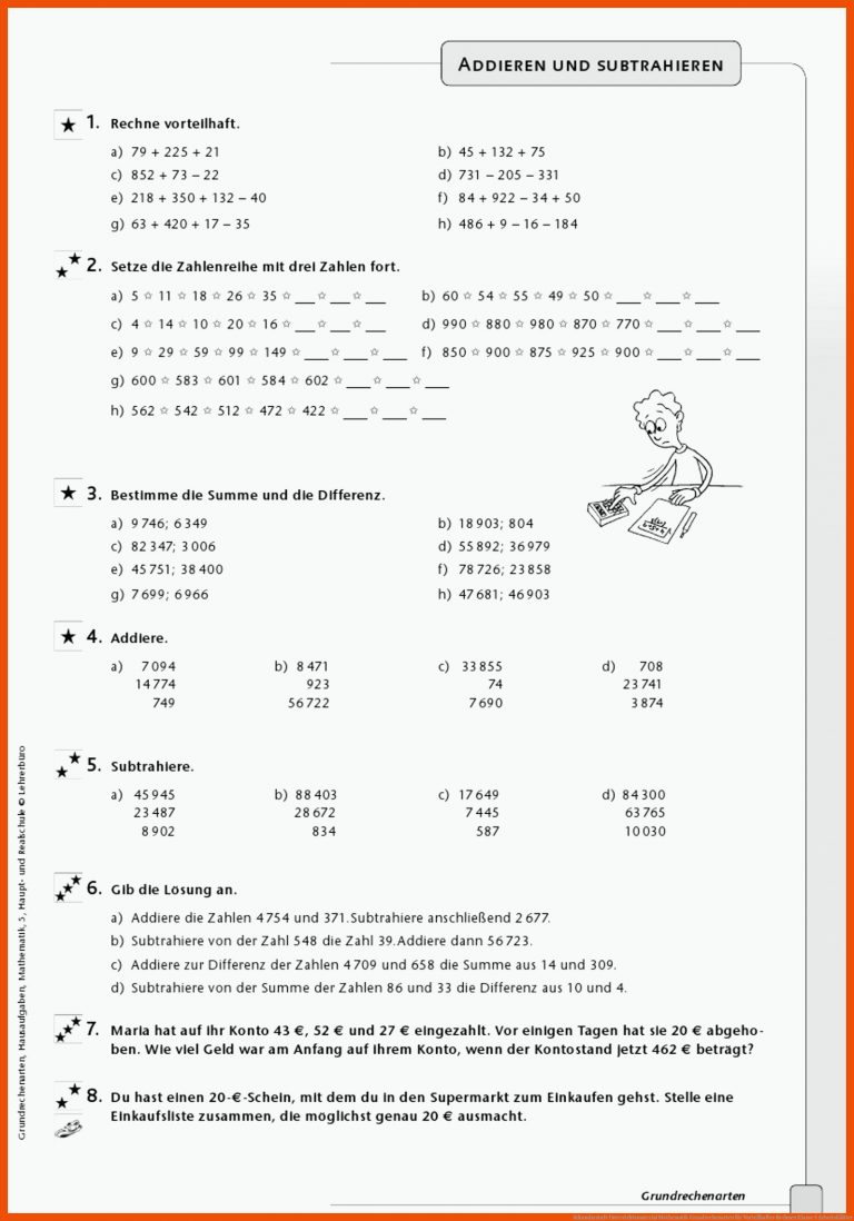 Sekundarstufe Unterrichtsmaterial Mathematik Grundrechenarten für vorteilhaftes rechnen klasse 5 arbeitsblätter