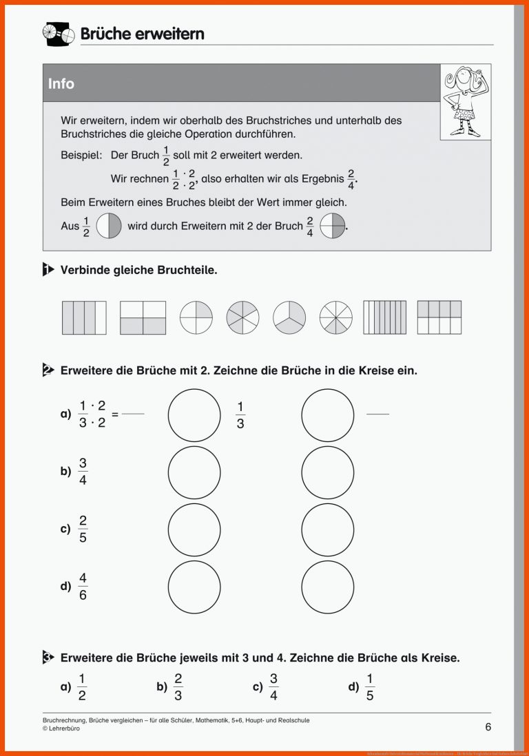 Sekundarstufe Unterrichtsmaterial Mathematik Inklusion ... für brüche vergleichen und ordnen arbeitsblatt