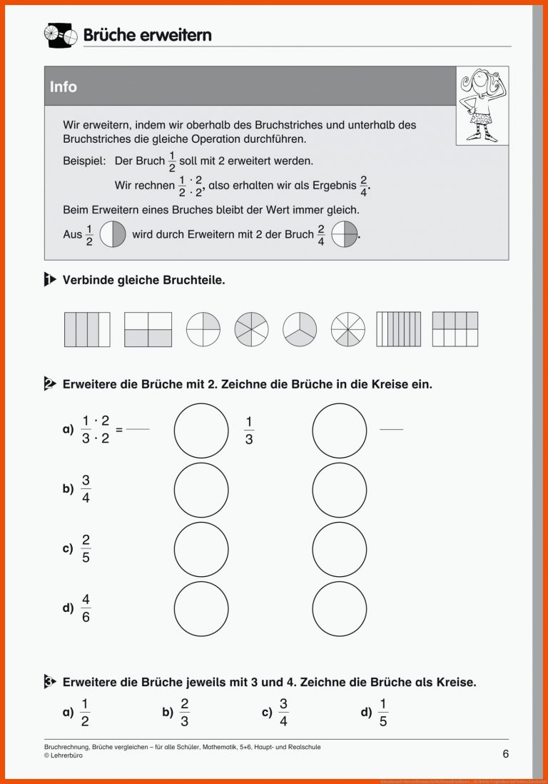 Sekundarstufe Unterrichtsmaterial Mathematik Inklusion ... Fuer Brüche Vergleichen Und ordnen Arbeitsblatt