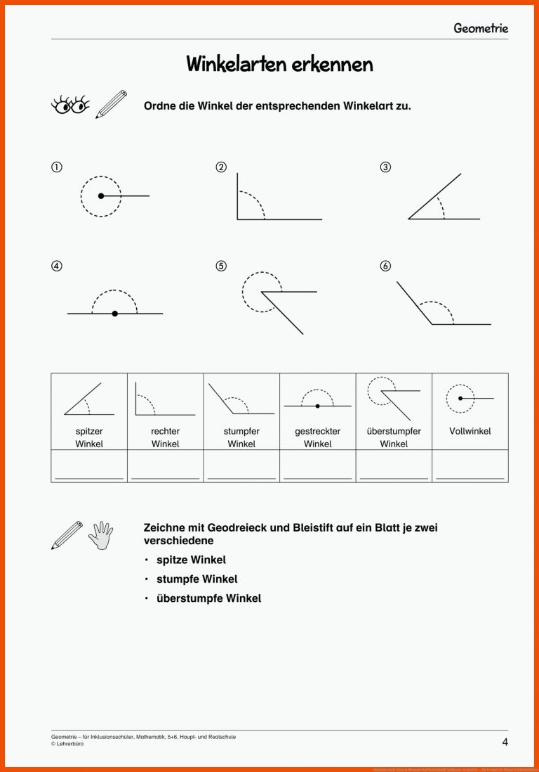 Sekundarstufe Unterrichtsmaterial Mathematik Inklusion Geometrie ... für geometrie klasse 6 arbeitsblätter