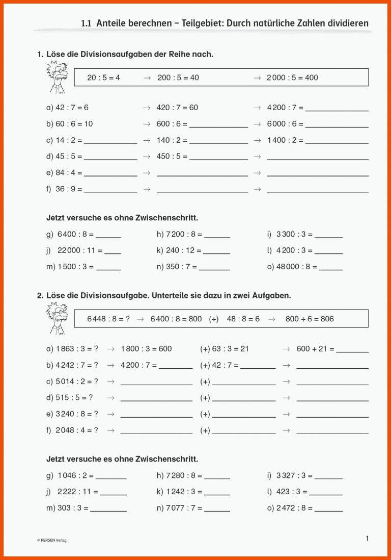 Sekundarstufe Unterrichtsmaterial Mathematik Kopfrechnen ... Fuer Anteile Berechnen Arbeitsblatt