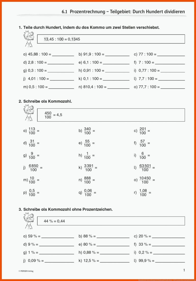 Sekundarstufe Unterrichtsmaterial Mathematik Kopfrechnen ... für prozentrechnen im kopf arbeitsblatt