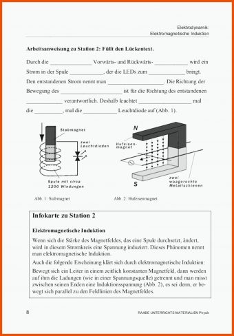 Elektromagnetische Induktion Arbeitsblatt