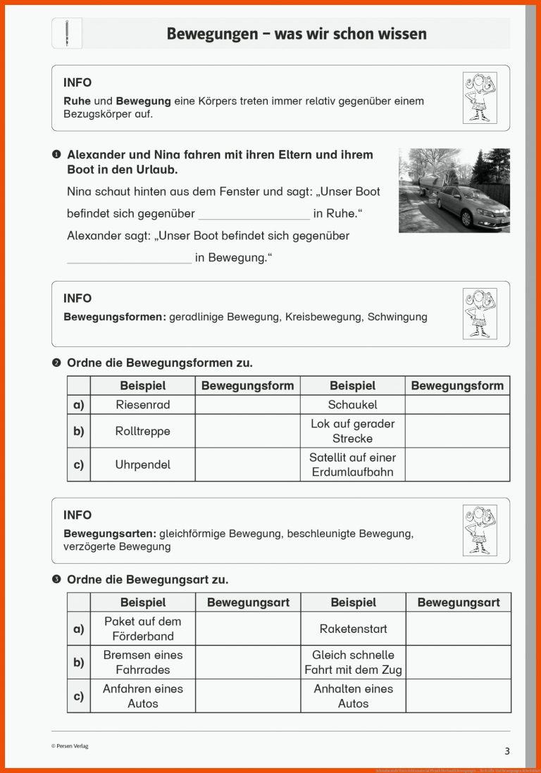 Sekundarstufe Unterrichtsmaterial Physik Mechanik Bewegungen ... für kräfte und bewegungen arbeitsblatt