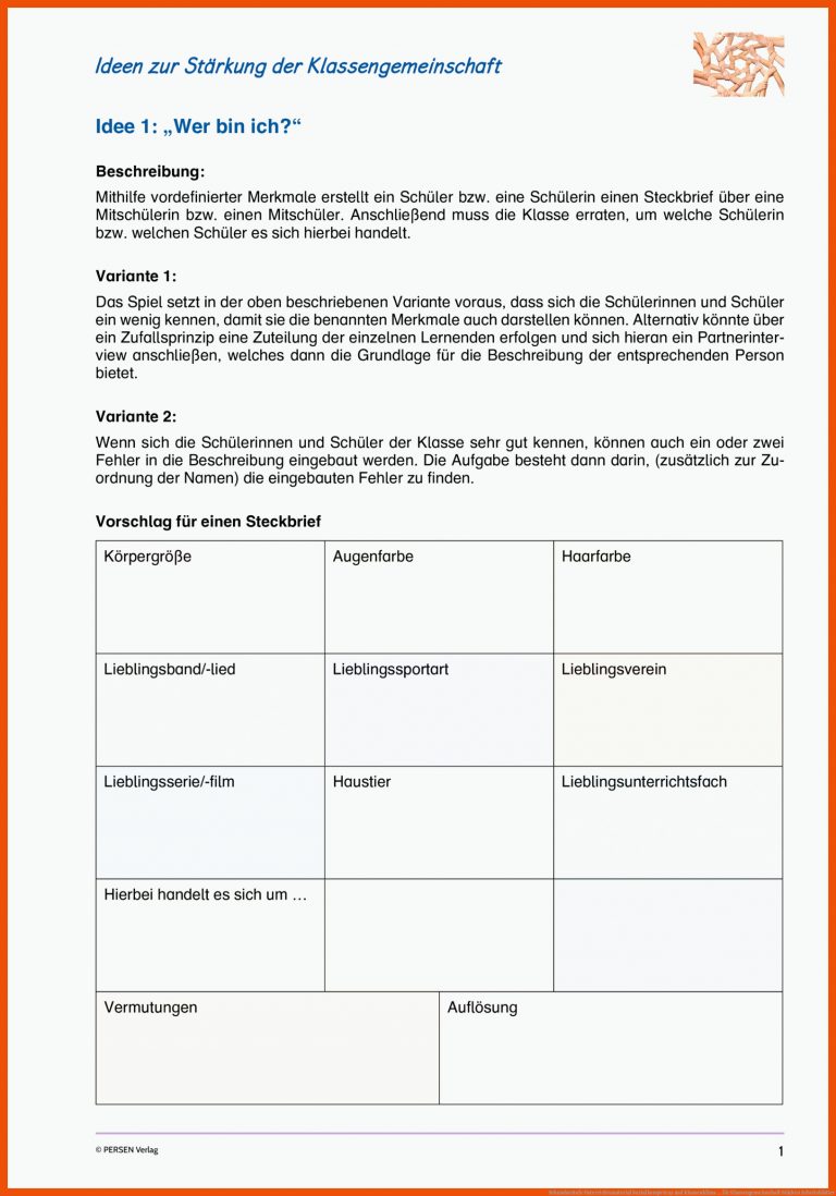 Sekundarstufe Unterrichtsmaterial Sozialkompetenz und Klassenklima ... für klassengemeinschaft stärken arbeitsblätter