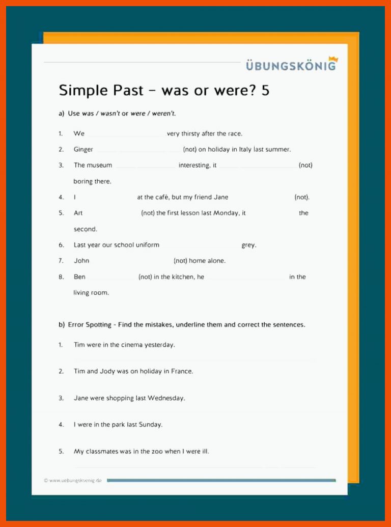 Simple Past - 6. Klasse für englisch 6. klasse arbeitsblätter
