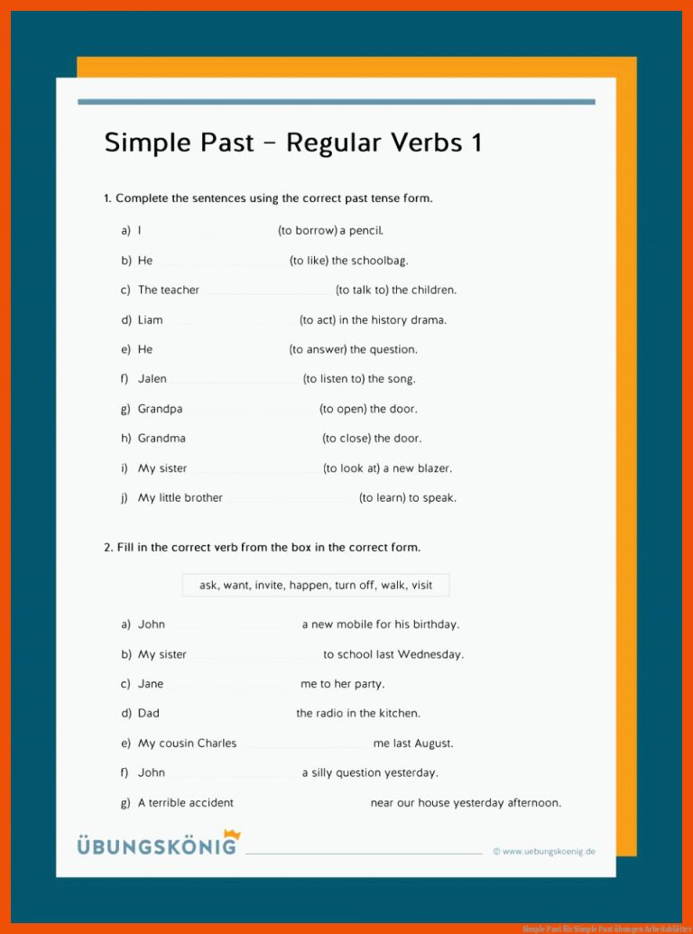 Simple Past Fuer Simple Past übungen Arbeitsblätter