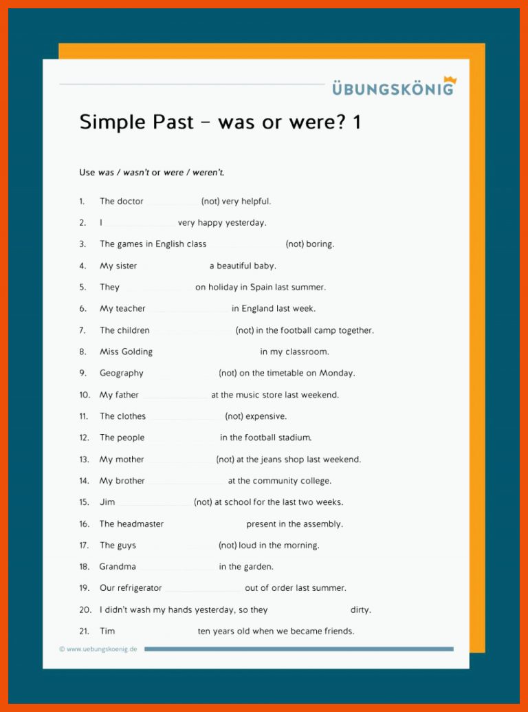 Simple Past Fuer Simple Past übungen Arbeitsblätter