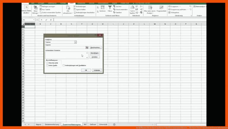 So kÃ¶nnen Sie in Excel mehrere Tabellen zusammenfassen ... für excel zwei tabellen in einem arbeitsblatt