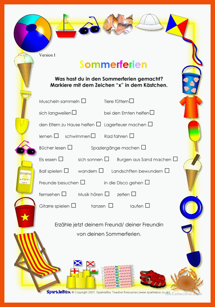 SOMMERFERIEN - Deutsch Daf Arbeitsblatter für sommerferien arbeitsblatt