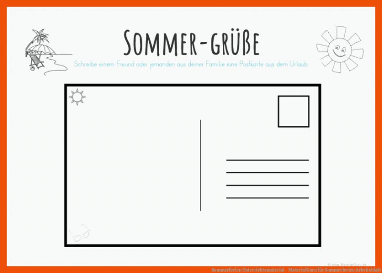 Sommerferien Unterrichtsmaterial - MaterialGuru für sommerferien arbeitsblatt