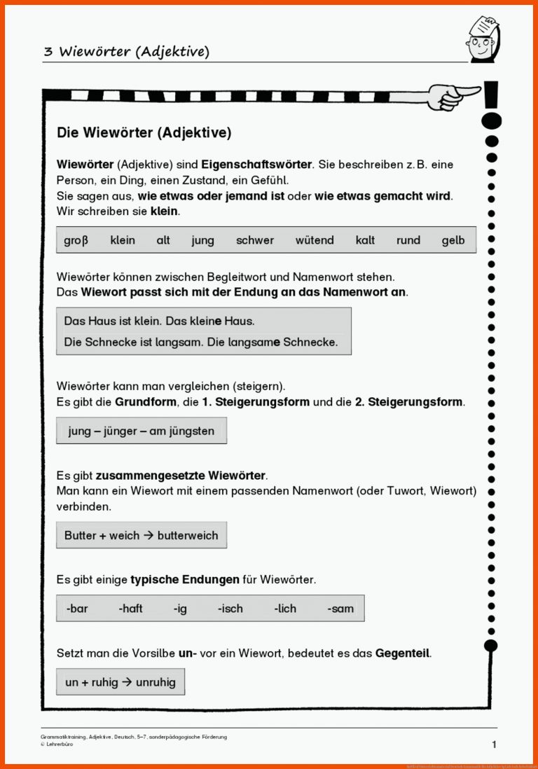 SopÃ¤d Unterrichtsmaterial Deutsch Grammatik Fuer Adjektive Ig Lich isch Arbeitsblatt