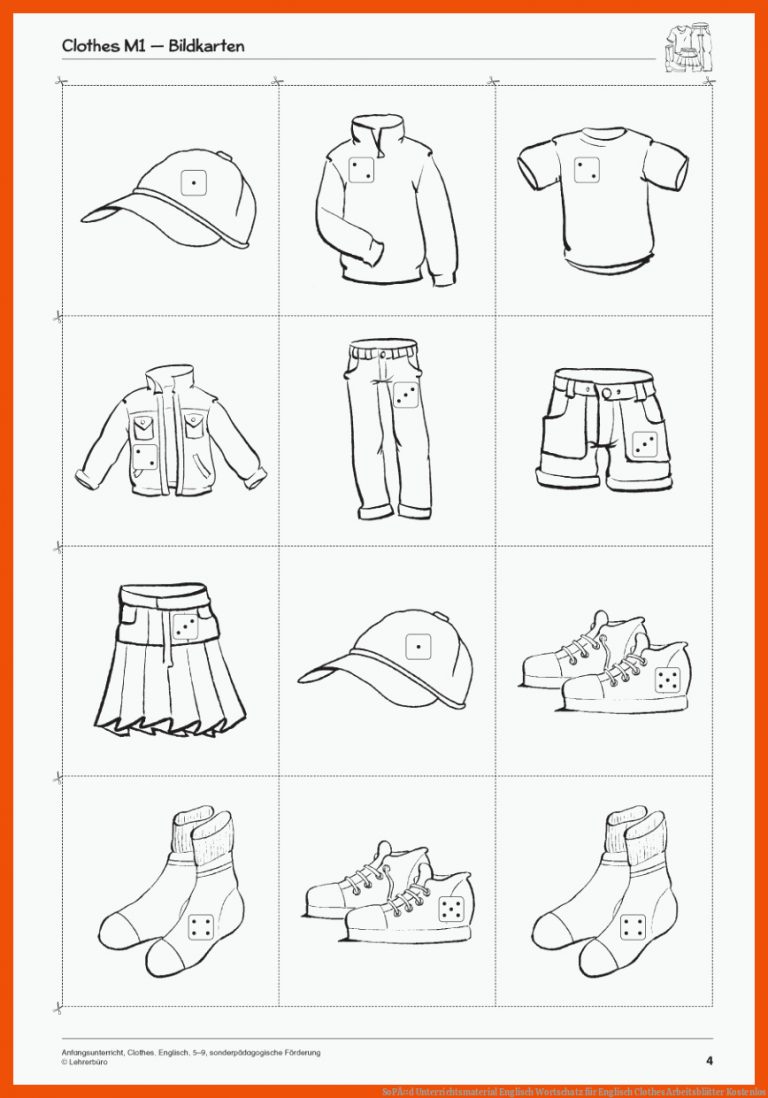 SoPÃ¤d Unterrichtsmaterial Englisch Wortschatz für englisch clothes arbeitsblätter kostenlos