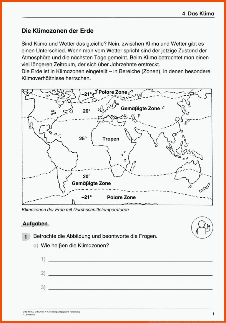 SopÃ¤d Unterrichtsmaterial Erdkunde/geografie Welt Erde: Klima Fuer Erdkunde Arbeitsblätter Klasse 5 Zum Ausdrucken