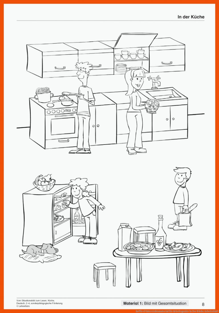 SoPÃ¤d Unterrichtsmaterial für arbeitsgeräte in der küche arbeitsblatt