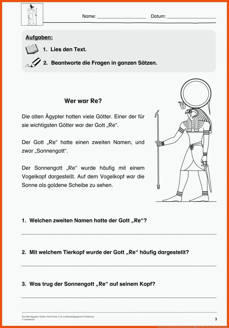 SoPÃ¤d Unterrichtsmaterial Geschichte Antike Das Alte Ãgypten: GÃ¶tter für arbeitsblätter ägypten klasse 5