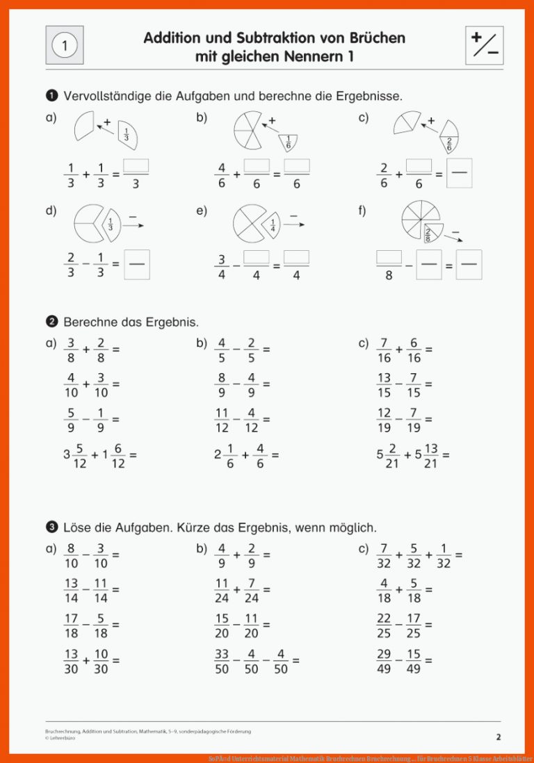 SoPÃ¤d Unterrichtsmaterial Mathematik Bruchrechnen Bruchrechnung ... für bruchrechnen 5 klasse arbeitsblätter