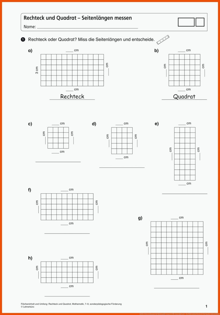 SopÃ¤d Unterrichtsmaterial Mathematik Geometrie FlÃ¤cheninhalt Und ... Fuer Flächeninhalt Rechteck Und Quadrat Arbeitsblätter