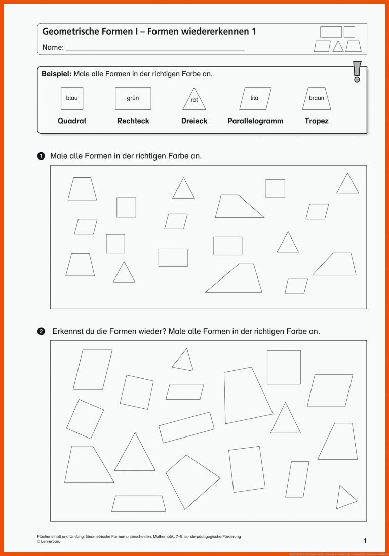 SoPÃ¤d Unterrichtsmaterial Mathematik Geometrie für geometrische formen arbeitsblatt