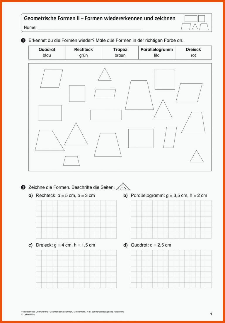 SoPÃ¤d Unterrichtsmaterial Mathematik Geometrie für umfang und flächeninhalt rechteck und quadrat arbeitsblätter klasse 6