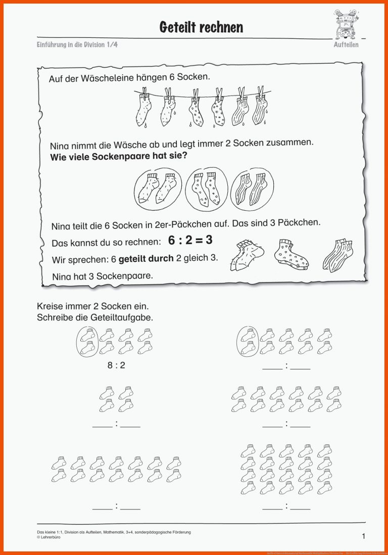 SoPÃ¤d Unterrichtsmaterial Mathematik Multiplikation/Division Das ... für einführung division arbeitsblätter