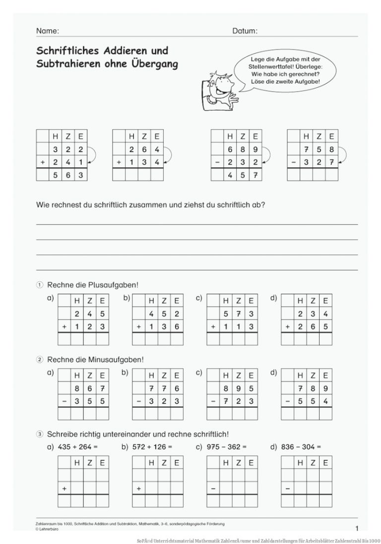 SoPÃ¤d Unterrichtsmaterial Mathematik ZahlenrÃ¤ume und Zahldarstellungen für Arbeitsblätter Zahlenstrahl Bis 1000
