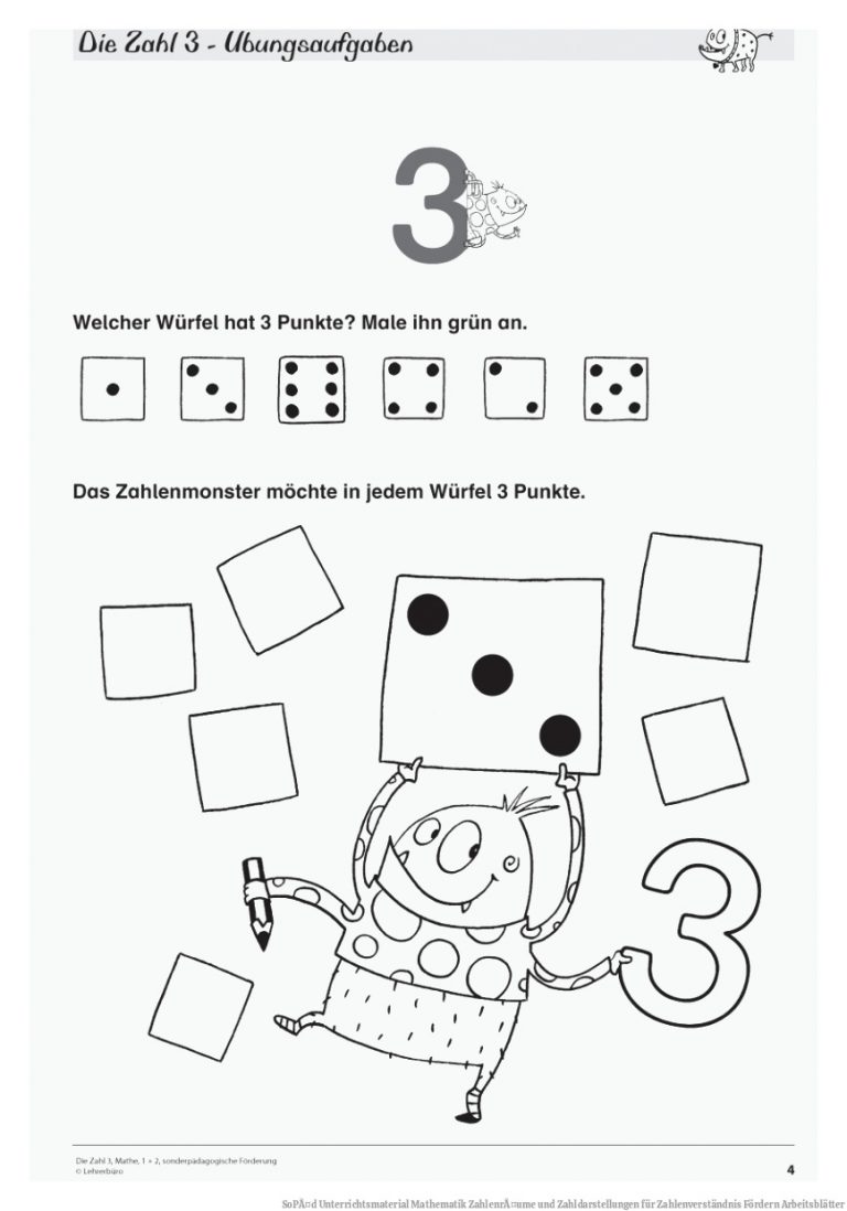 SoPÃ¤d Unterrichtsmaterial Mathematik ZahlenrÃ¤ume und Zahldarstellungen für Zahlenverständnis Fördern Arbeitsblätter