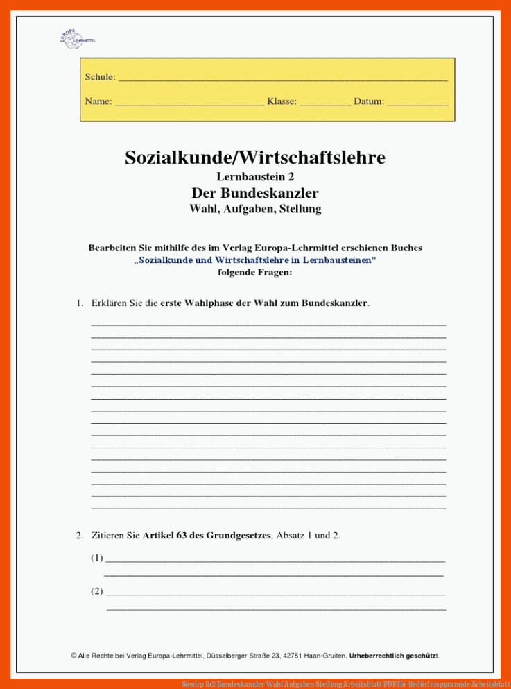 Sowirp lb2 Bundeskanzler Wahl Aufgaben Stellung Arbeitsblatt | PDF für bedürfnispyramide arbeitsblatt