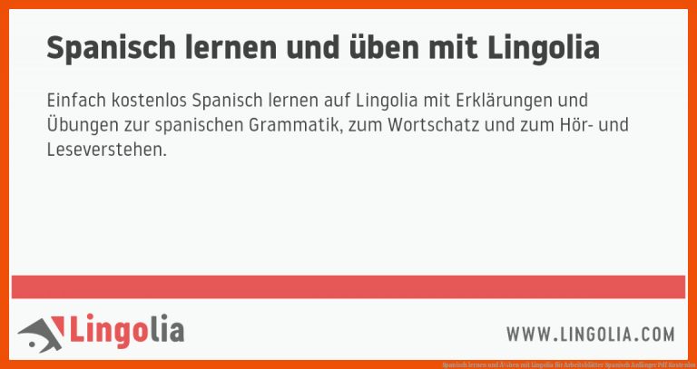 Spanisch lernen und Ã¼ben mit Lingolia für arbeitsblätter spanisch anfänger pdf kostenlos