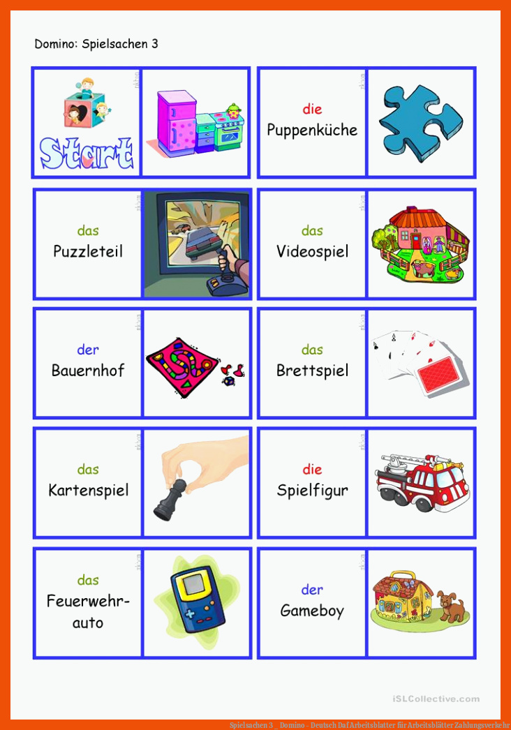 Spielsachen 3 _ Domino - Deutsch Daf Arbeitsblatter für arbeitsblätter zahlungsverkehr
