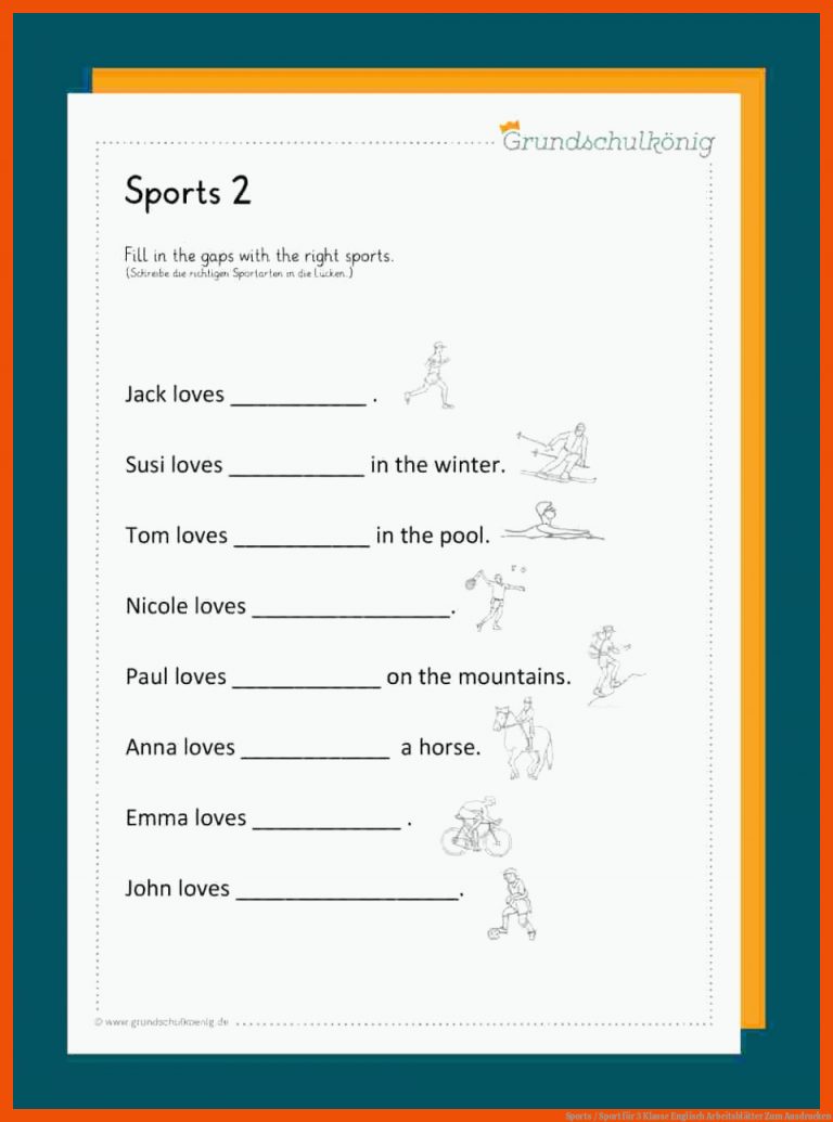 Sports / Sport für 3 klasse englisch arbeitsblätter zum ausdrucken