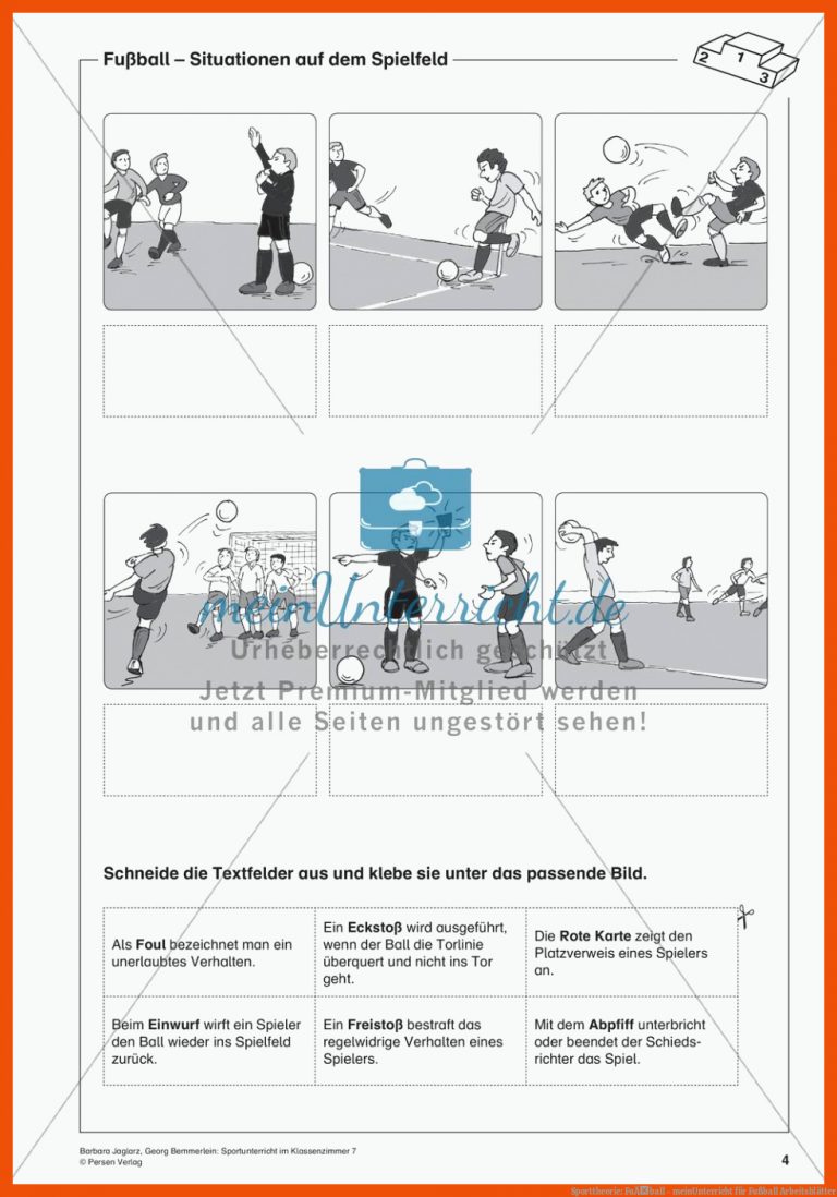 Sporttheorie: FuÃball - meinUnterricht für fußball arbeitsblätter