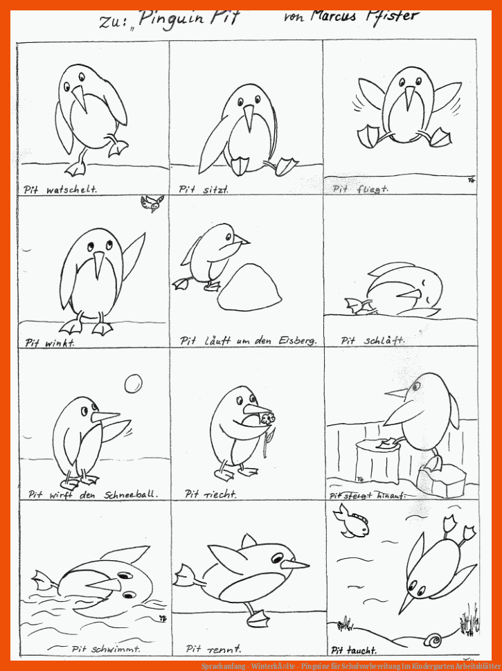 Sprachanfang - WinterkÃ¤lte - Pinguine für schulvorbereitung im kindergarten arbeitsblätter