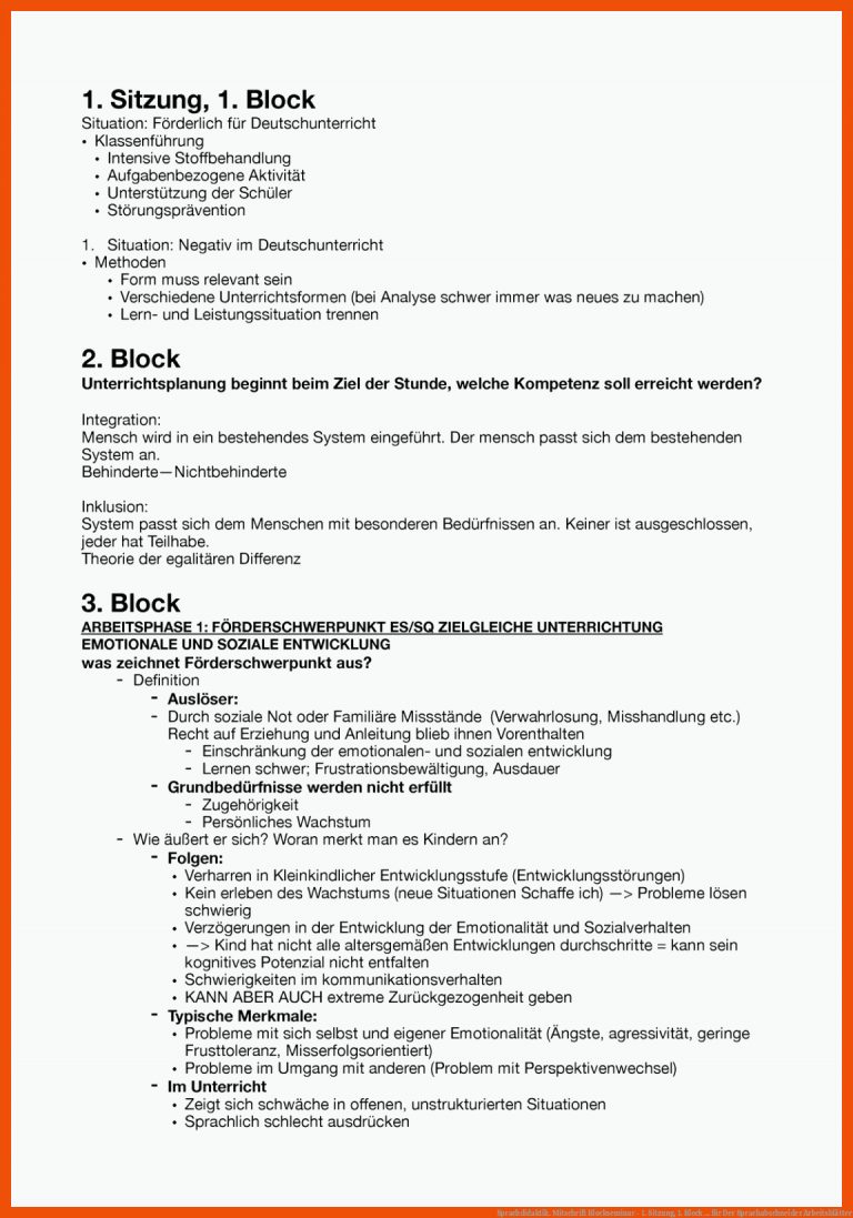 Sprachdidaktik. Mitschrift Blockseminar - 1. Sitzung, 1. Block ... für der sprachabschneider arbeitsblätter