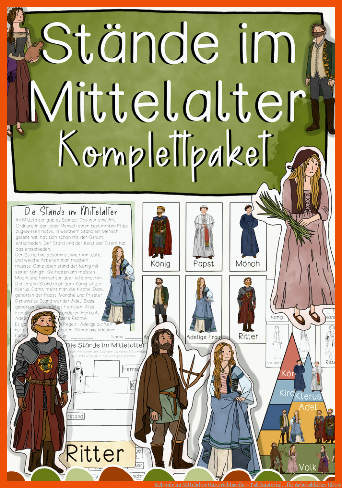 StÃ¤nde im Mittelalter Unterrichtsreihe - Tafelmaterial ... für arbeitsblätter ritter