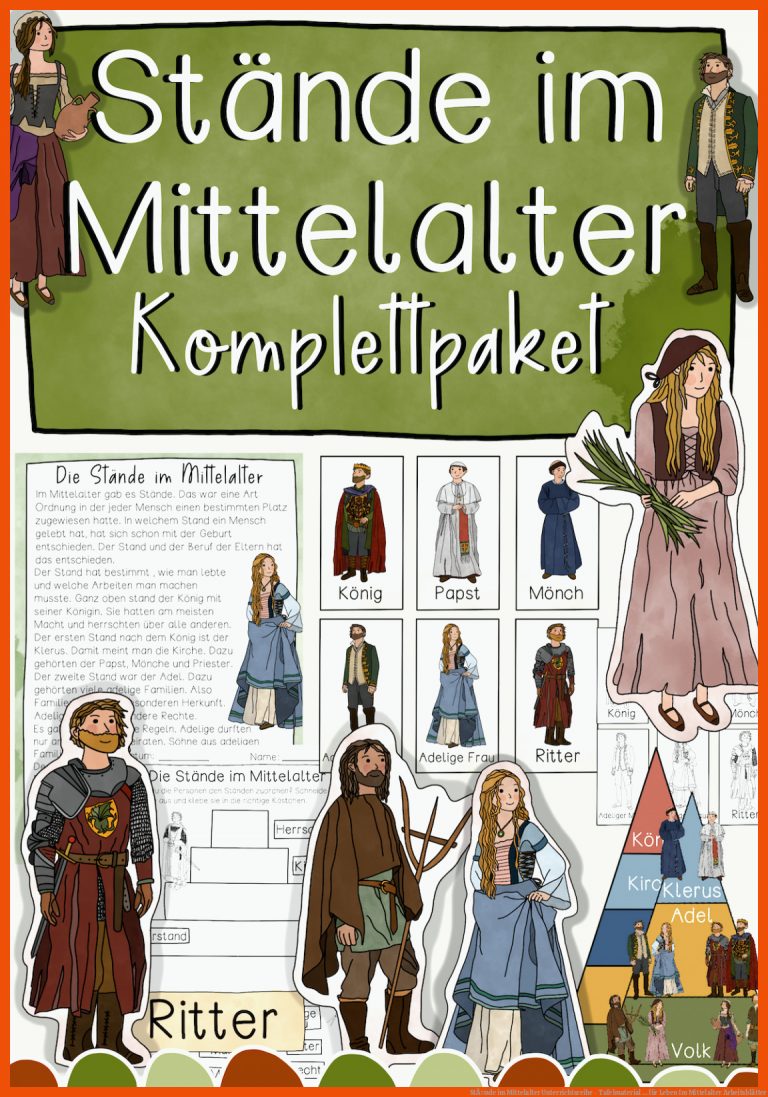 StÃ¤nde Im Mittelalter Unterrichtsreihe - Tafelmaterial ... Fuer Leben Im Mittelalter Arbeitsblätter