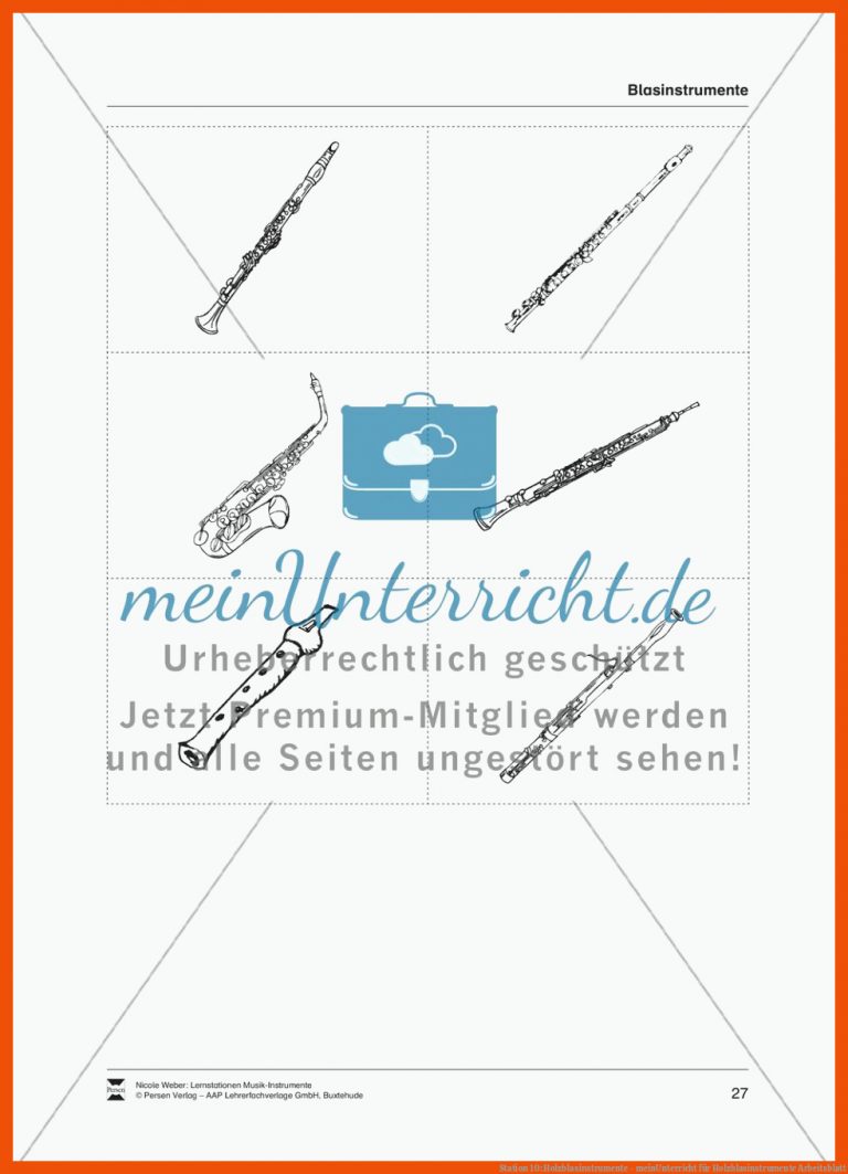 Station 10: Holzblasinstrumente - meinUnterricht für holzblasinstrumente arbeitsblatt