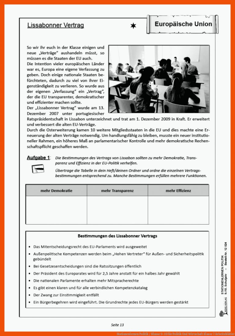 Stationenlernen Politik / Klasse 9-10 für politik und wirtschaft klasse 7 arbeitsblätter