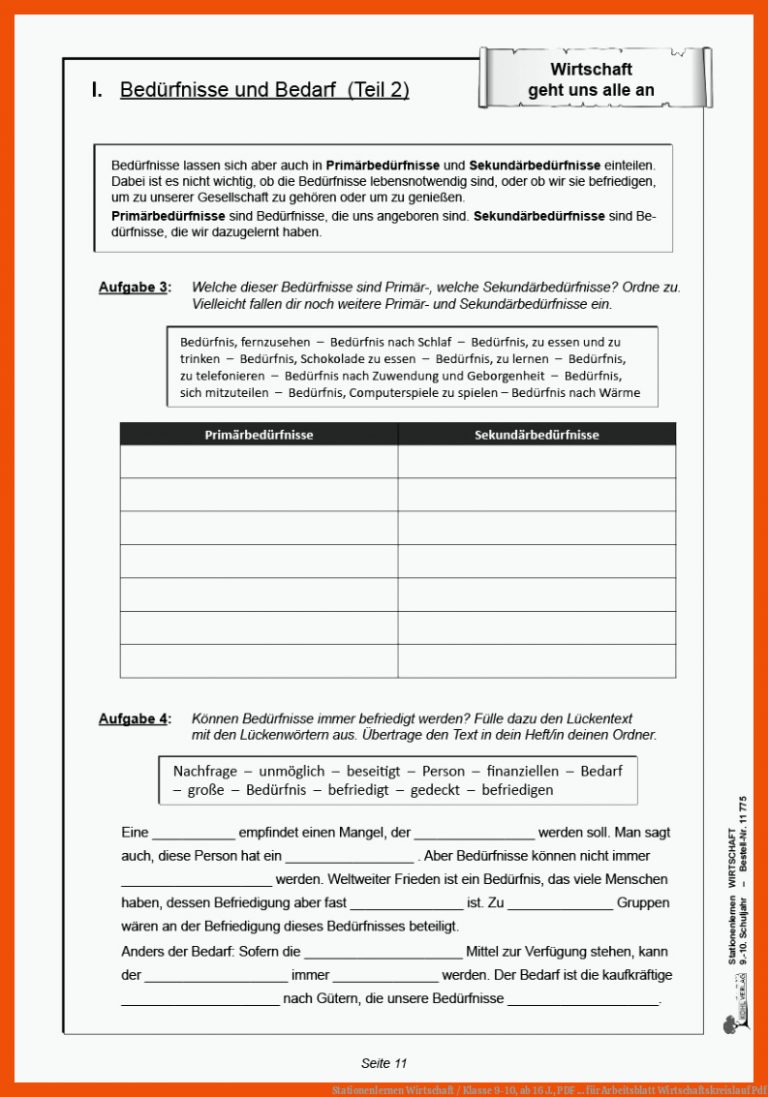 Stationenlernen Wirtschaft / Klasse 9-10, ab 16 J., PDF ... für arbeitsblatt wirtschaftskreislauf pdf