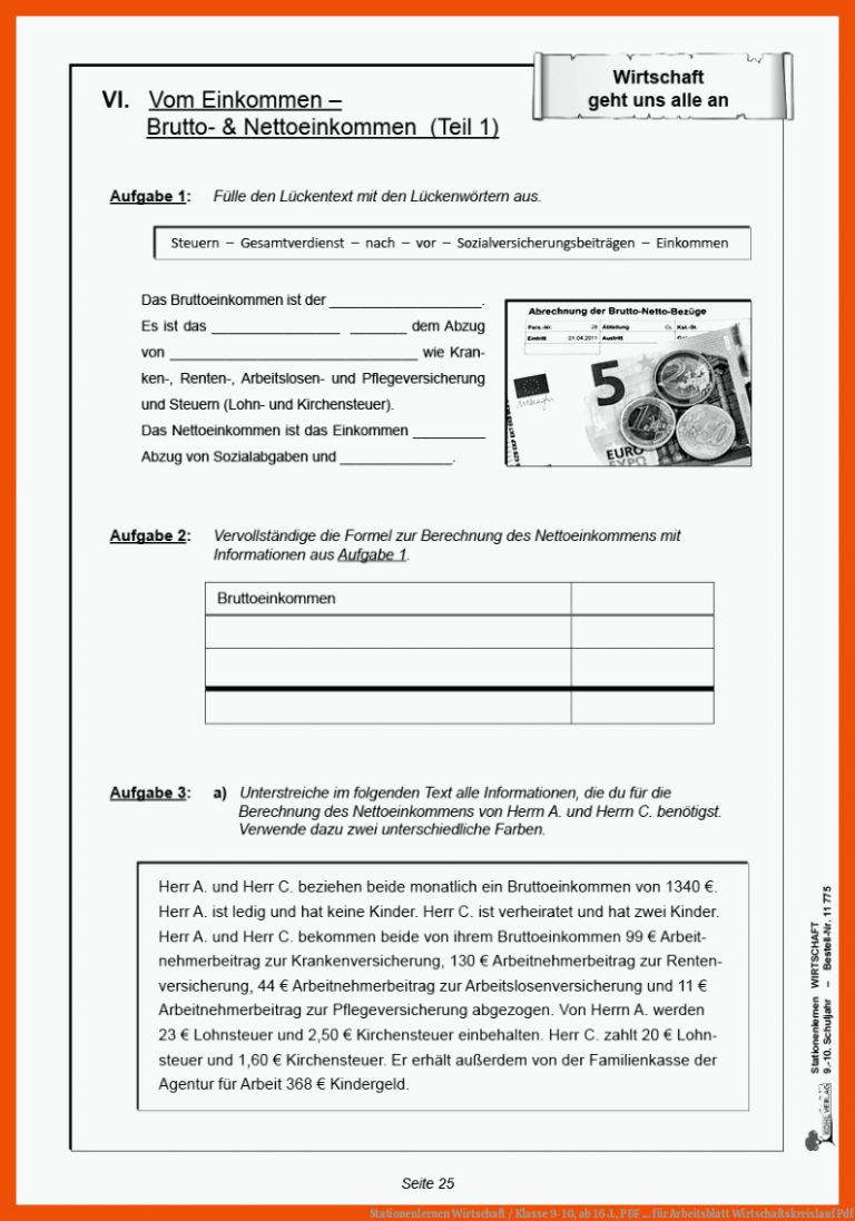 Stationenlernen Wirtschaft / Klasse 9-10, Ab 16 J., Pdf ... Fuer Arbeitsblatt Wirtschaftskreislauf Pdf